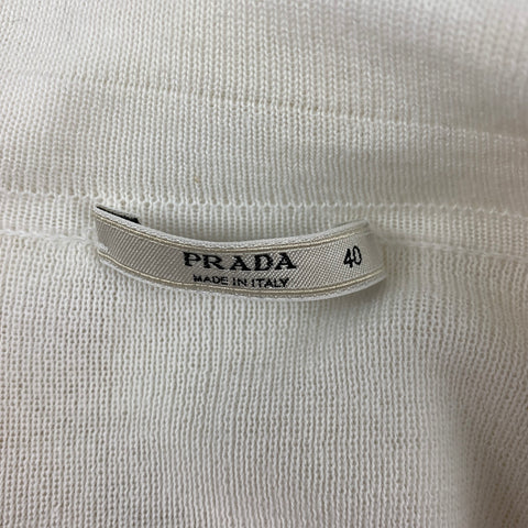 PRADA Size 4 White Cotton Short Sleeve Polo Shirt