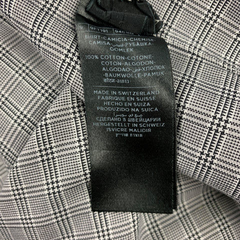 TOM FORD Size XL Black & White Plaid Cotton Button Up Long Sleeve Shirt