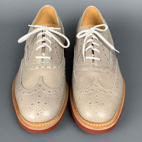 CHURCHILL Downton Taille 7.5 Taupe Chaussures à lacets en cuir grainé perforé
