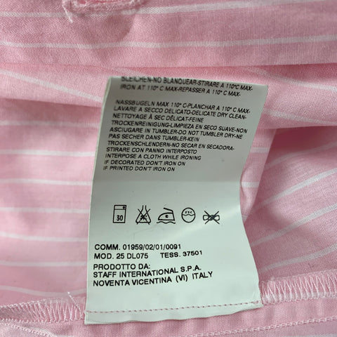 VIVIENNE WESTWOOD MAN Size L Pink White Stripe Cotton Asymmetrical Collar Long Sleeve Shirt