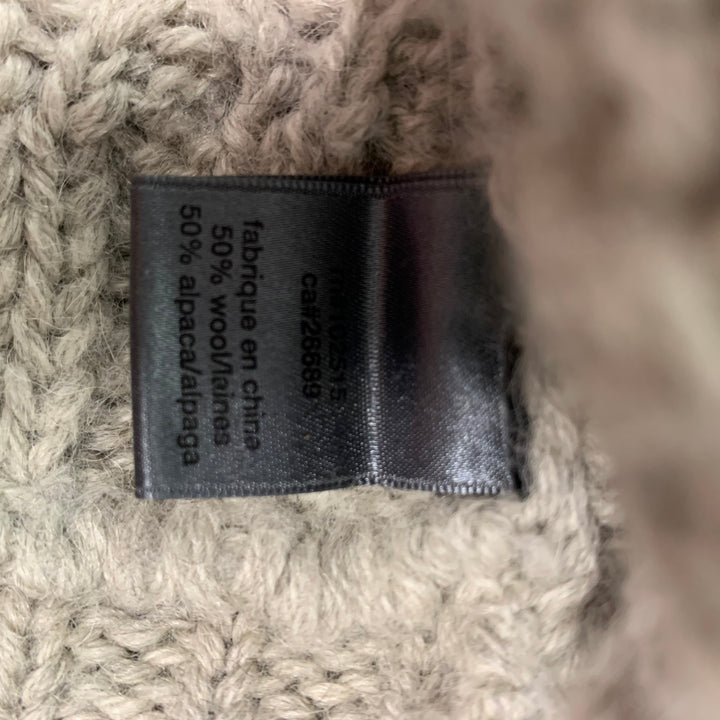 JOHN VARVATOS Taille S Pull à col rond en laine tricotée et alpaga gris
