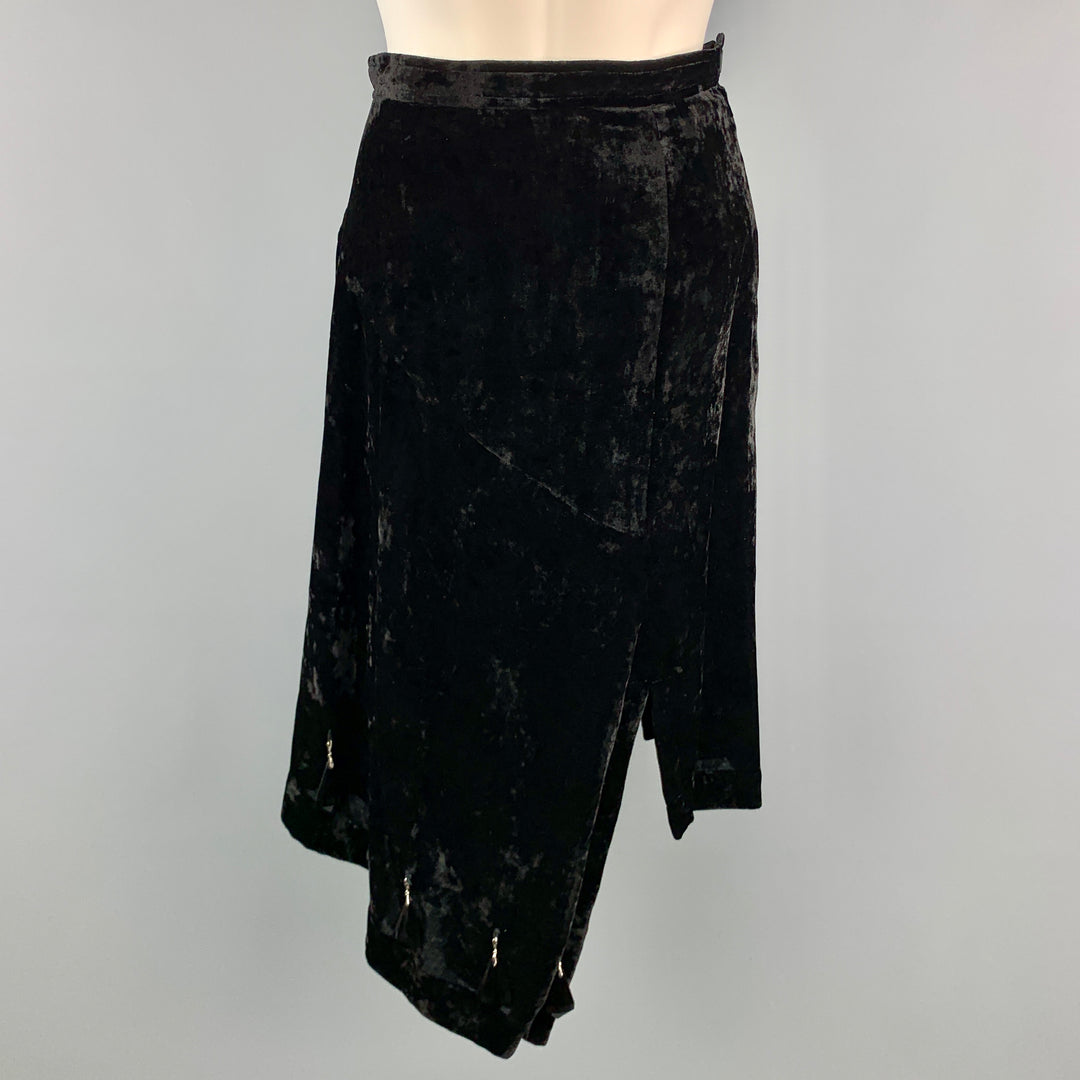 COMME des GARCONS Size S Black Polyester / Rayon Asymmetrical Hem Black Beads Skirt