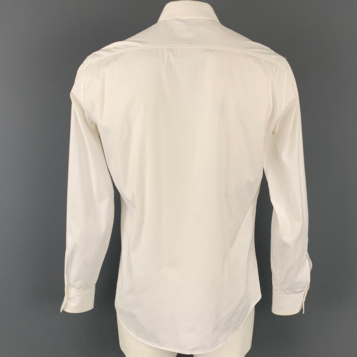 DSQUARED2 Size L White & Black Beaded Cotton Blend Long Sleeve Shirt