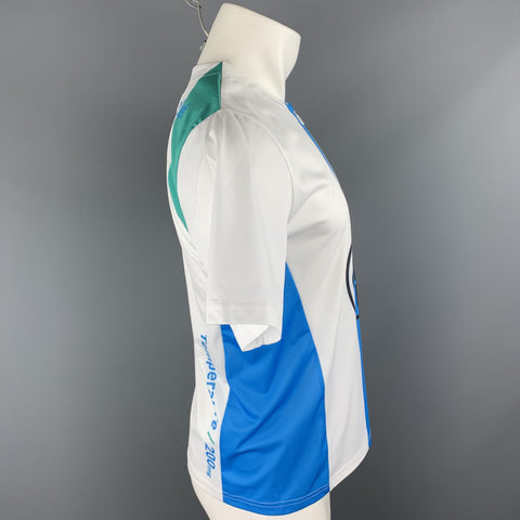 OFF-WHITE Size M Blue & White Print Polyester Bike Cycle Half Zip T-shirt