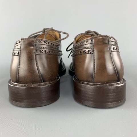 BARNEY'S NEW YORK Taille 8.5 Brogues à lacets en cuir antique marron avec bout d'aile