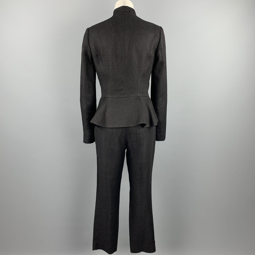 RALPH LAUREN Talla 8 Conjunto de pantalones de lino / algodón tejido negro