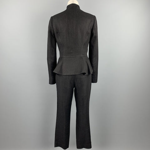 RALPH LAUREN Size 8 Black Woven Linen / Cotton Pants Set