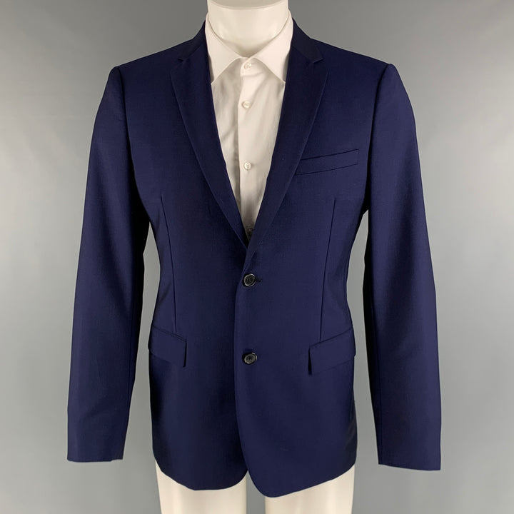 JIL SANDER Talla 38 Abrigo deportivo con solapa de muesca de mohair de lana sólida azul real