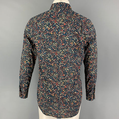 PAUL SMITH Size M Navy Multi-Color Floral Cotton Long Sleeve Shirt