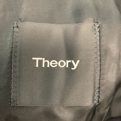 THEORY Size L Black Wool Blend Solid Notch Lapel Coat