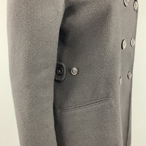 JIL SANDER Size 10 Black Cashmere Flannel Double Breasted Knit Coat