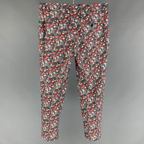 BAR III Size 31 Multi-Color Floral Cotton Slim Fit Casual Pants