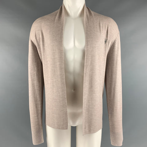 ALLSAINTS Size M Grey Ribbed Merino Wool Open Front Cardigan