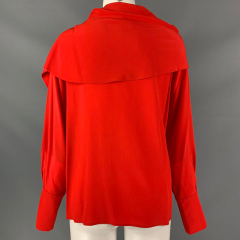 Vintage CHLOE Size M Red Solid Silk Dolman Sleeve Blouse