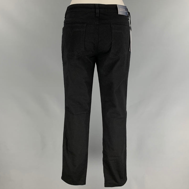 VERSACE COLLECTION Size 30 Black Cotton Blend Studded Skinny Casual Pants