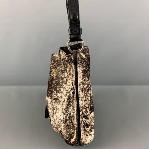MAISON MARGIELA Brown Cream Marbled Calfskin Handbag