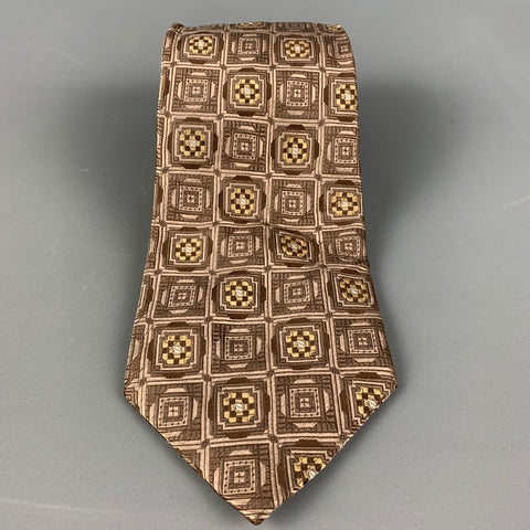 VENTURI UOMO Brown Print Silk Tie