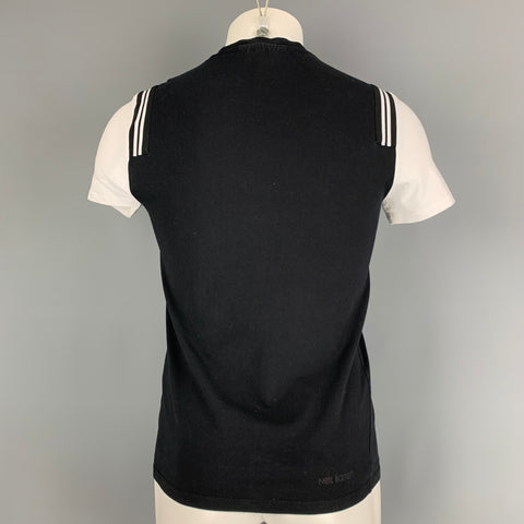 NEIL BARRETT Size XS Black & White Color Block Cotton / Elastane T-shirt