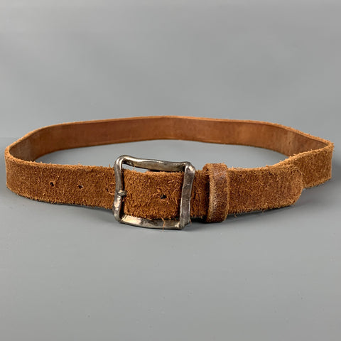 VINTAGE Taille M Ceinture en cuir en détresse Tan