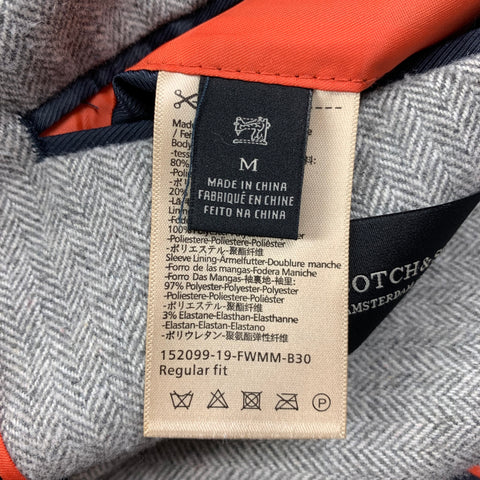 SCOTCH AND SODA Size M Light Gray Herringbone Polyester Wool Sport Coat