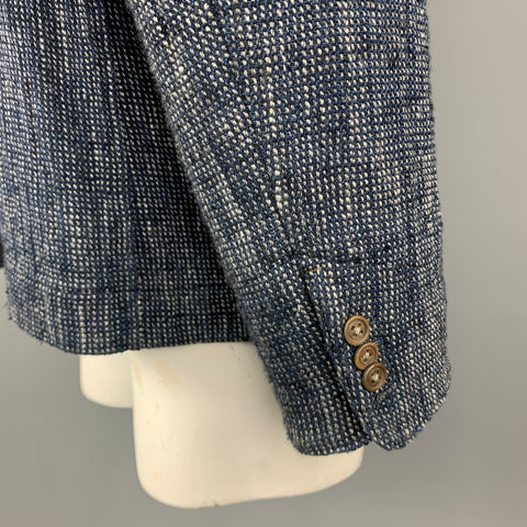 45rpm Size L Navy Woven Cotton / Linen Notch Lapel Sport Coat