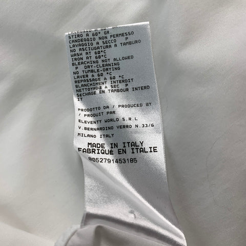 ELEVENTY Size XL White Solid Cotton Button Up Long Sleeve Shirt