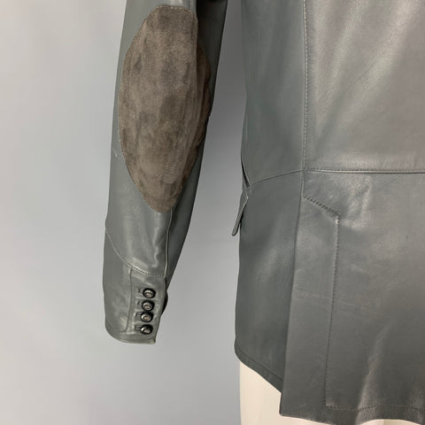 ARMANI EXCHANGE Size M Grey Leather Buttoned Jacket