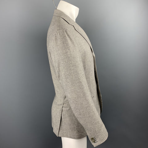 SARTORIO Size 38 Grey Houndstooth Wool / Cashmere Notch Lapel Sport Coat