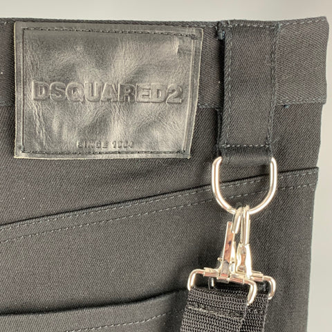 DSQUARED2 Size 36 Black Cotton Elastane Straps Bondage Casual Pants