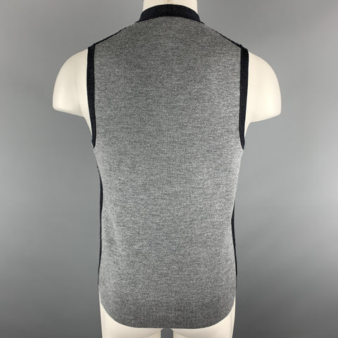 EMPORIO ARMANI Size S Charcoal Knitted Wool Buttoned Sweater Vest