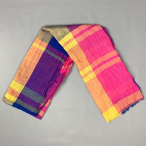 Écharpe en polyester à carreaux Madras multicolore VINTAGE