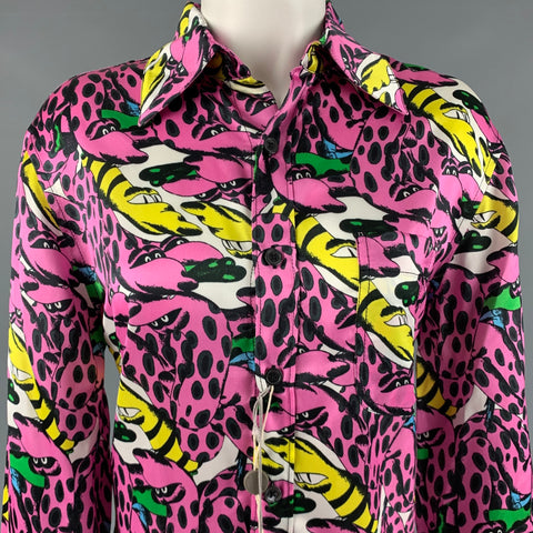 MARNI Size S Pink Multi-Color Viscose Print Button Up Shirt