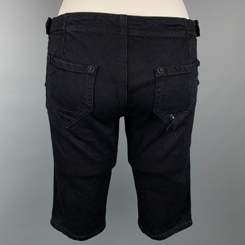 PRADA Size 2 Black Cotton Blend Side Zipper Shorts