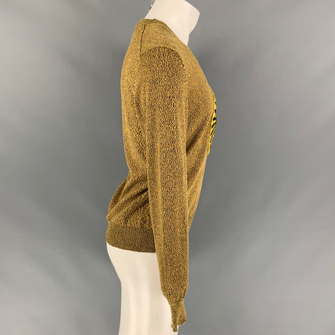 BURBERRY PRORSUM Spring 2012 Size M Mustard Yellow Embroidery Crochet Pullover Sweater