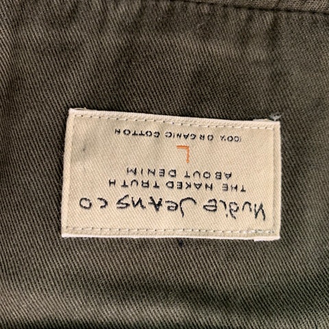 NUDIE JEANS Size L Olive Solid Cotton Button Down Long Sleeve Shirt