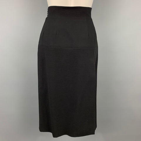 Vintage CELINE Size 6 Black Wool Pencil Skirt
