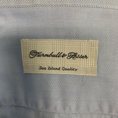 TURNBULL & ASSER Size M Blue Diagonal Stripe Cotton Long Sleeve Shirt
