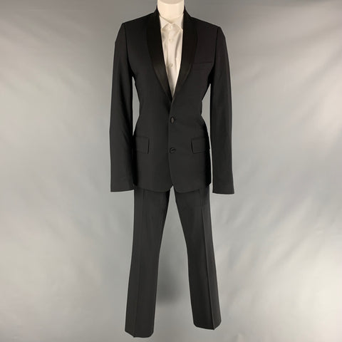 PAUL &amp; JOE Talla 34 Traje negro con cuello chal de lana de poliéster liso