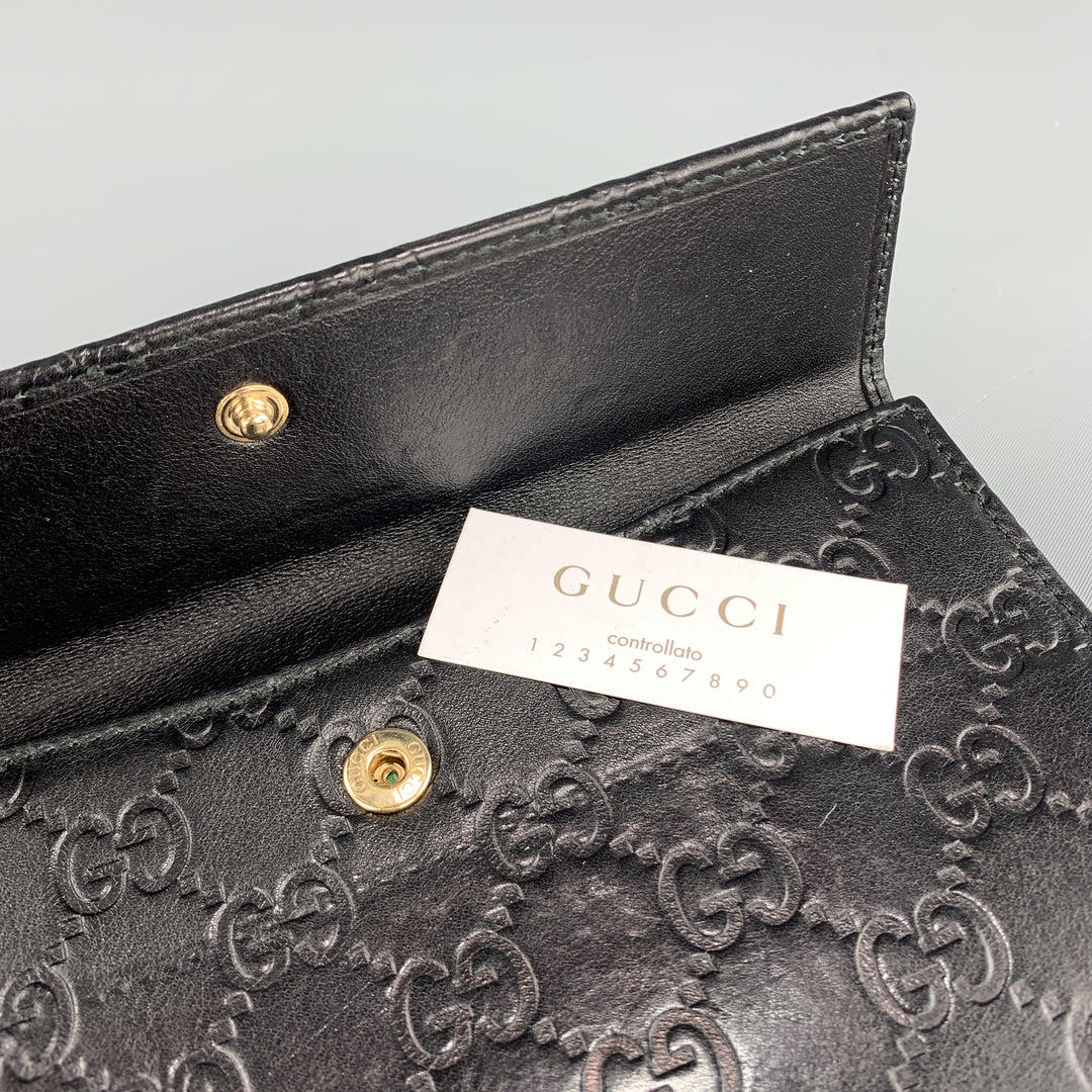 GUCCI Guccissima Checkbook Cover Black 91141