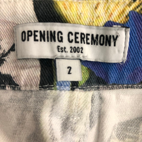 OPENING CEREMONY Size 2 black & white Yellow Cotton Blend Casual Pants