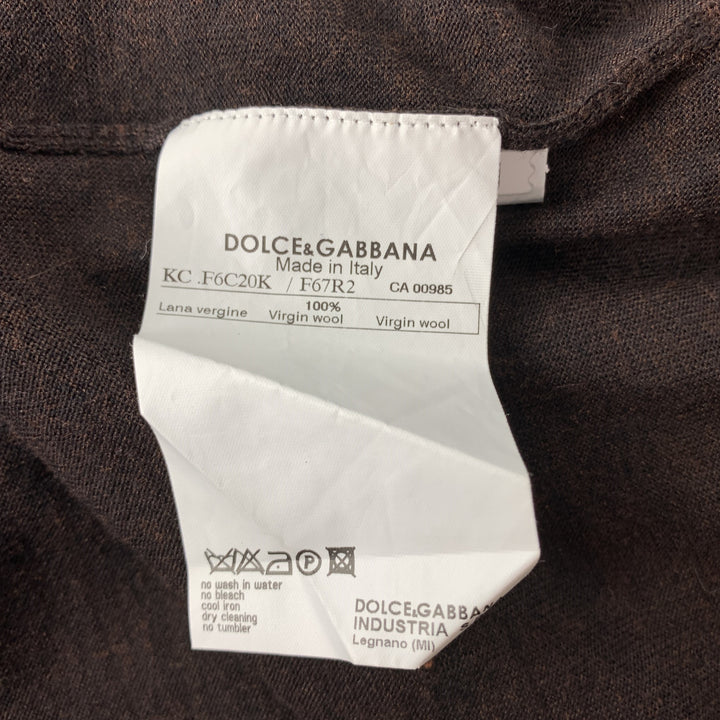 DOLCE & GABBANA Size 6 Brown Knitted Virgin Wool Cardigan