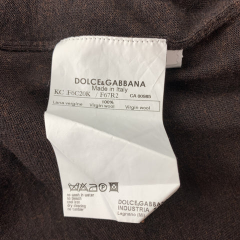 DOLCE &amp; GABBANA Cárdigan de lana virgen de punto marrón talla 6