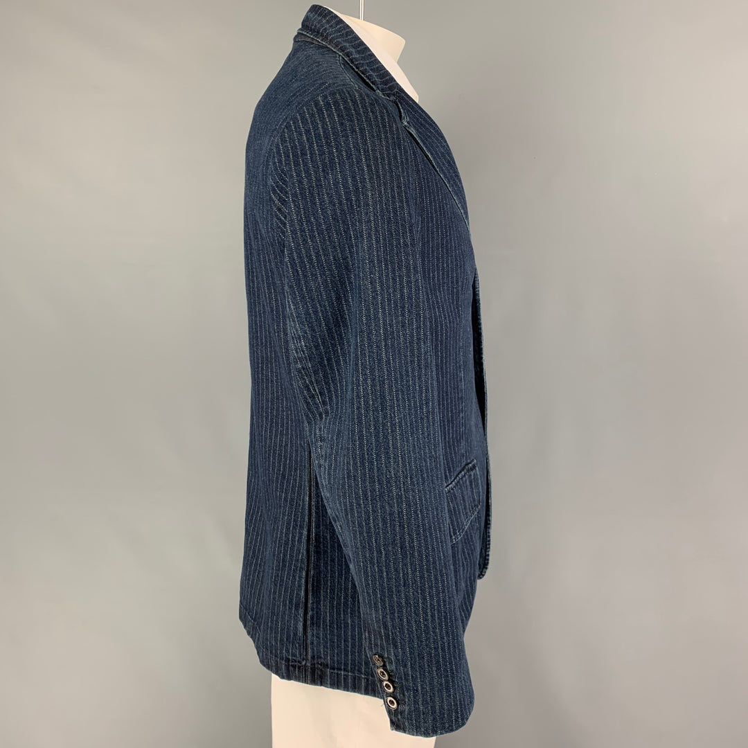 POLO by RALPH LAUREN Size 44 Indigo Pinstripe Cotton Sport Coat
