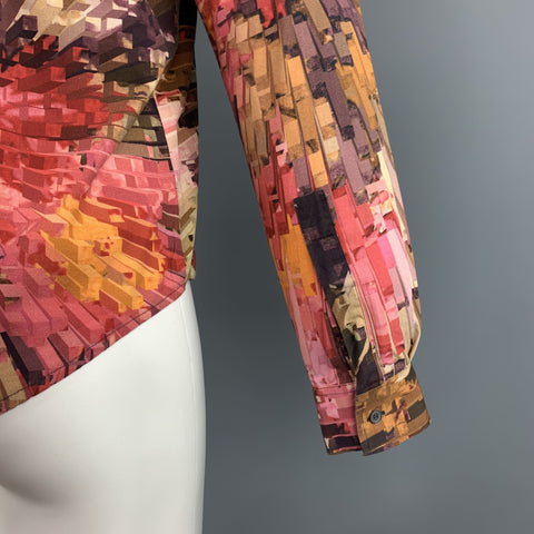 PAUL SMITH Size M Print Brown & Pink Cotton Button Up Long Sleeve Shirt