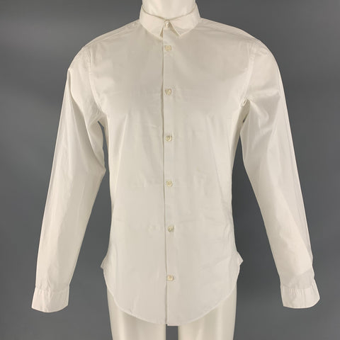 ALLSAINTS Size S White Solid Cotton Button Up Long Sleeve Shirt