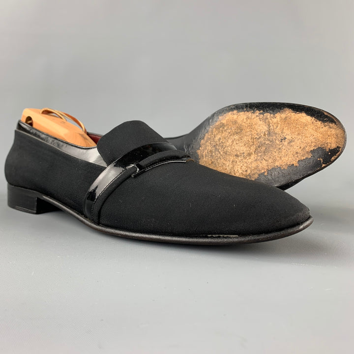 BALLY Adante Size 11 Black Silk Slip On Loafers