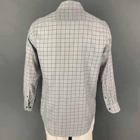 SAKS FIFTH AVENUE Size XL Blue Plaid Cotton Button Down Long Sleeve Shirt