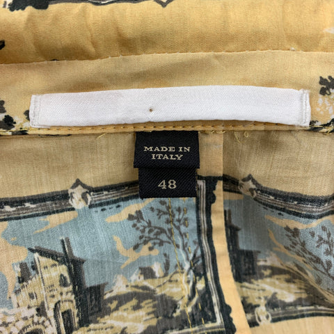 BURBERRY Fall 2016 Yellow & Brown Print Cotton / Silk Notch Lapel Sport Coat