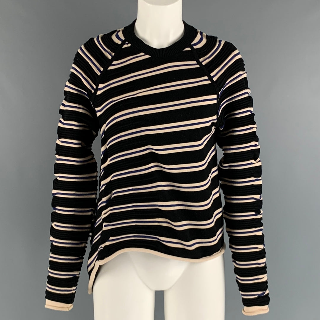 3.1 PHILLIP LIM Size S Navy Black Polyester Blend Stripe Pullover