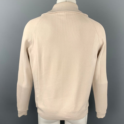 LOUIS VUITTON Size M Beige Ribbed Knit Cotton Blend Half Zip Sweater